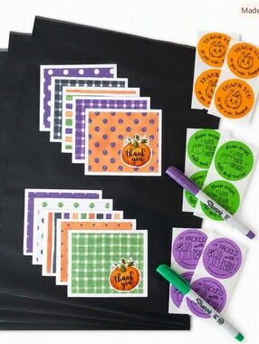 50 Piece Halloween Shipping Bundle Polymailers Thank You Cards Stickers